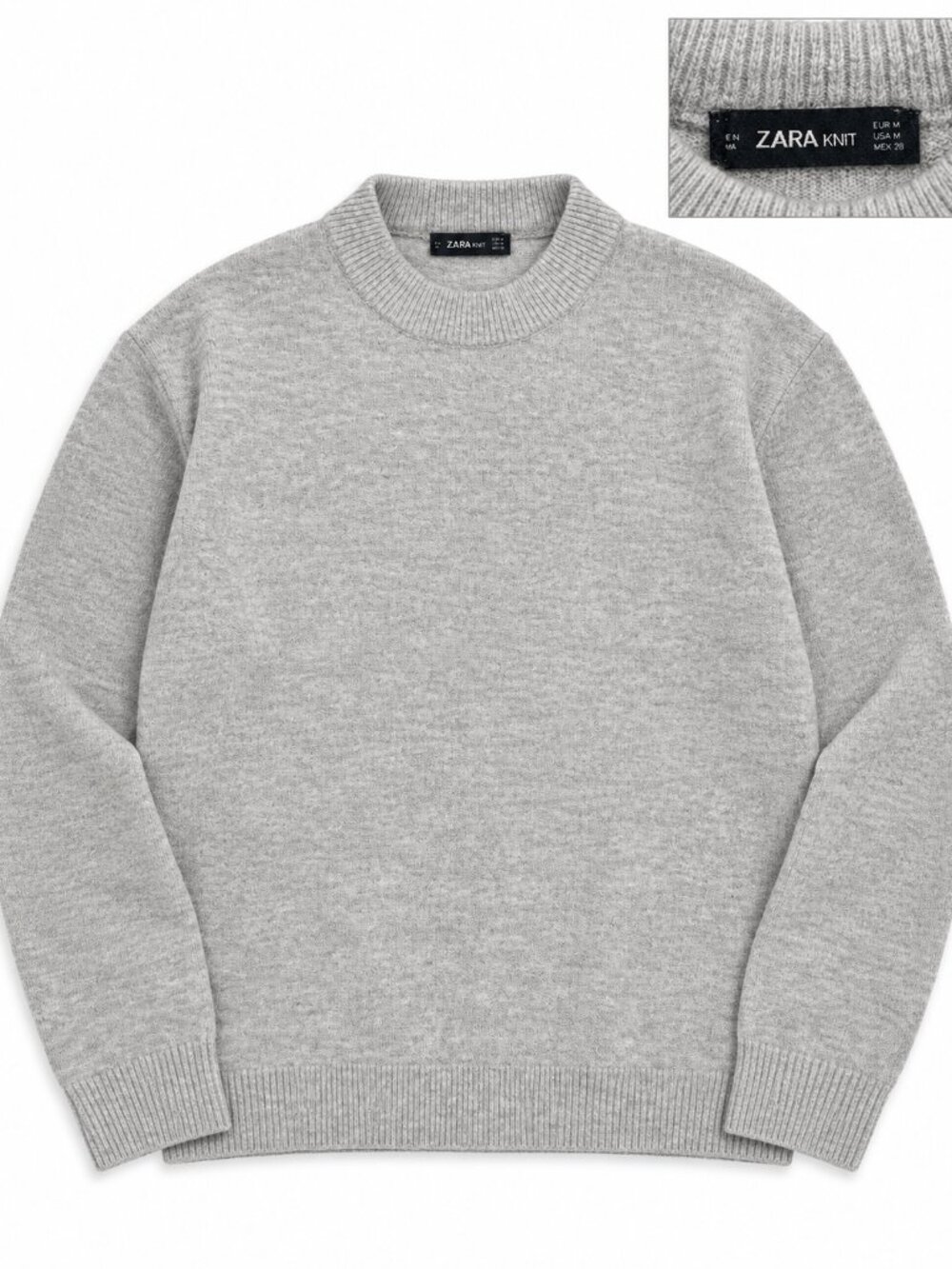 Zara Knit Gray Crewneck Sweater